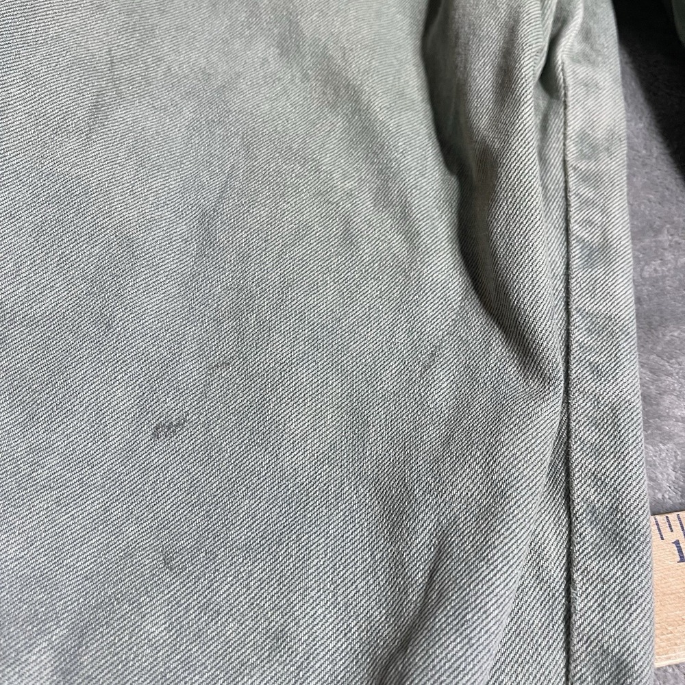 Zara Jeans Womens 4 Green Faded Raw Hem Straight Leg Boho Grunge Cropped - Picture 5 of 6